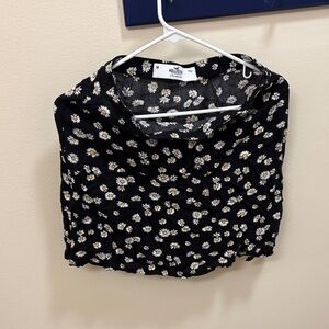 Hollister Black Mini Skirt with Daisy Print